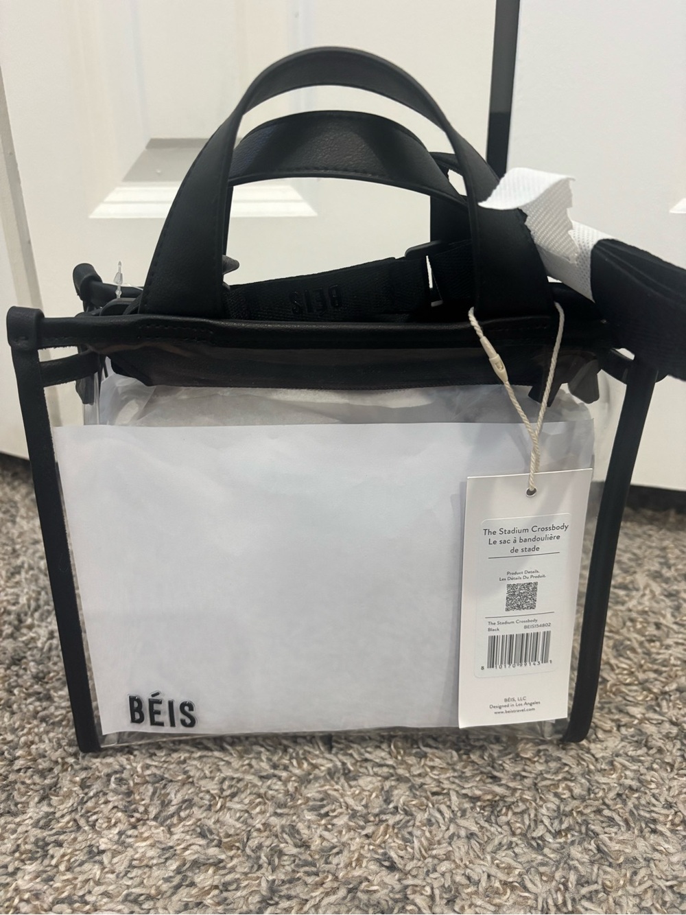 Beis Black Clear Stadium Crossbody Bag